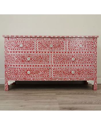 Handmade Mother of Pearl Floral Pattern Sideboard