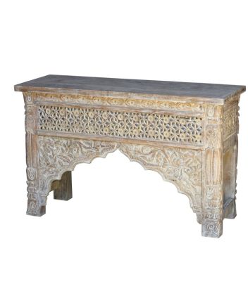 Handmade Carved Wooden Console Table