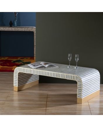 Handmade Bone Inlay Waterfall Pattern Coffee Table