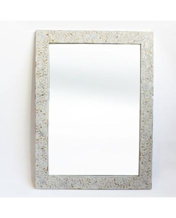 Handmade Mother of Pearl Floral Pattern Mirror Frame