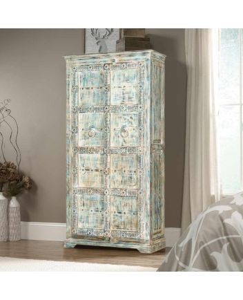Handmade Healdsburg Farmhouse Solid Wood Large Wardrobe Almirah With Drawers Furniture