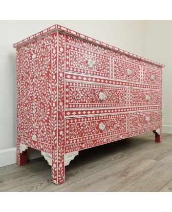 Handmade Mother of Pearl Floral Pattern Sideboard