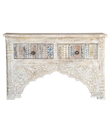 Handmade Carved Wooden Console Table