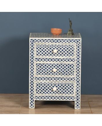 Handmade Bone Inlay Fish Scale Pattern Bedside Furniture