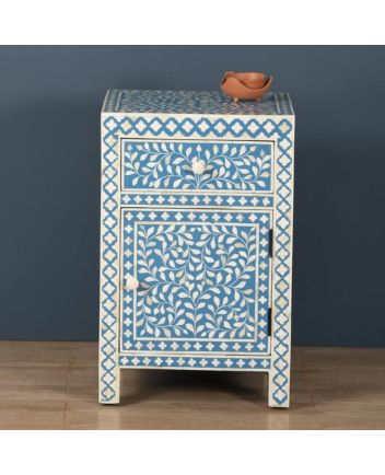 Handmade Bone Inlay Floral Pattern Bedside Furniture