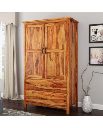 Handcrafted Healdsburg Farmhouse Solid Wood Large Wardrobe Almirah With Drawers  Furniture