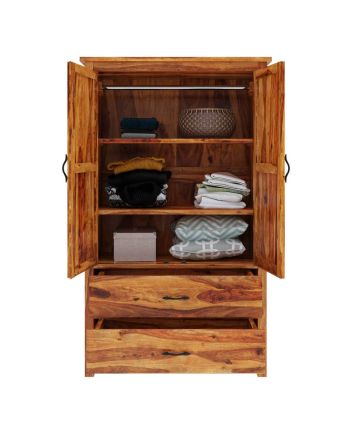 Handcrafted Healdsburg Farmhouse Solid Wood Large Wardrobe Almirah With Drawers  Furniture
