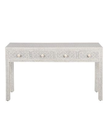 Handmade Bone Inlay 3 Drawer Zig -zag Pattern Console Table