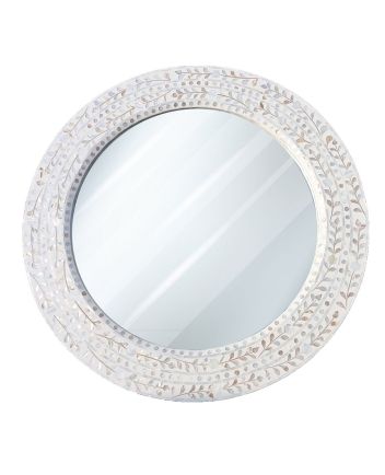 Handmade Mother of Pearl Floral Pattern Mirror Frame