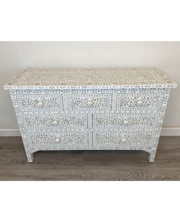Handmade Mother of Pearl Floral Pattern Sideboard