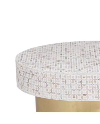 Handmade Mother of Pearl Geometric Pattern Coffee Table