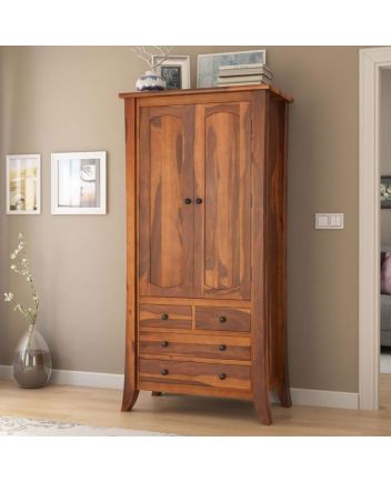 Handmade Georgia Modern Solid Wood Wardrobe Clothing Almirah Closet with 4 Drawers Furniture