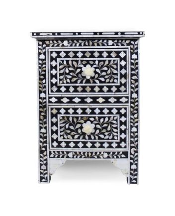 Handmade Mother of Pearl Floral Pattern Bedside Furniture