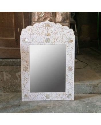Handmade Mother of Pearl Floral Pattern Mirror Frame