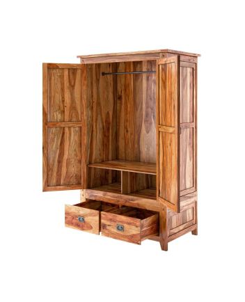 Handmade Delaware Farmhouse Solid Wood Wardrobe Almirah With Drawers Furniture