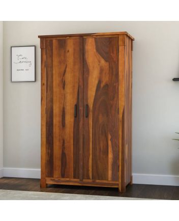 Handmade Modern Farmhouse Solid Wood Wardrobe Almirah With Drawers & Shelves  Furniture