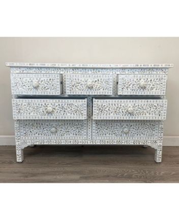 Handmade Mother of Pearl Floral Pattern Sideboard