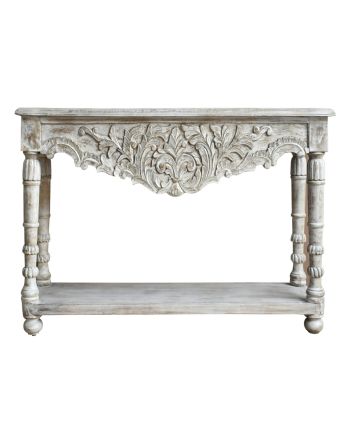 Handmade Carved Wooden Console Table
