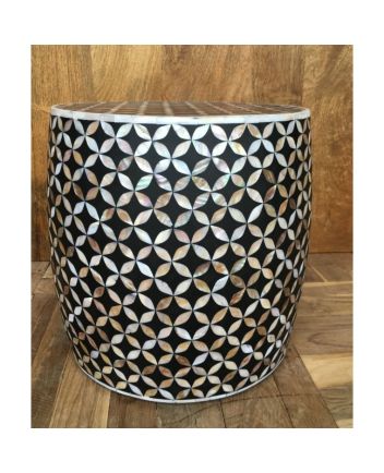 Handmade Mother of Pearl Geometric Pattern End Table