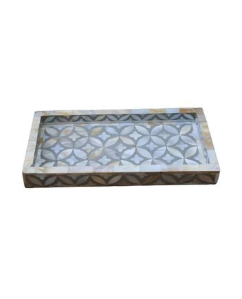 Handmade Mother of Pearl Geometric Pattern Serving Tray
