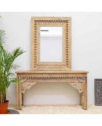 Handmade Carved Wooden Console Table