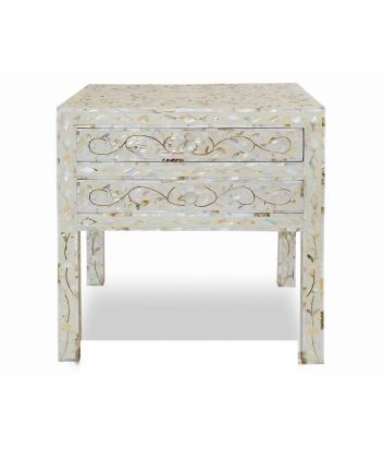 Handmade Mother of Pearl Floral Pattern Bedside Furniture