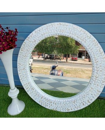 Handmade Mother of Pearl Floral Pattern Mirror Frame