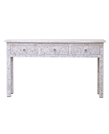 Handmade Mother of Pearl Floral Pattern Console Table