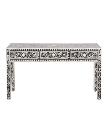 Handmade Bone Inlay 3 Drawer Floral Pattern Console Table