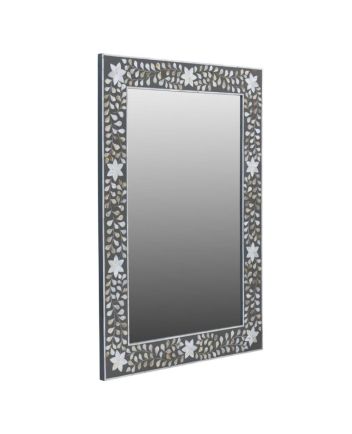 Handmade Mother of Pearl Floral Pattern Mirror Frame