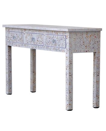Handmade Mother of Pearl Floral Pattern Console Table