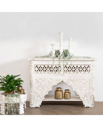 Handmade Carved Wooden Console Table