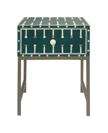 Handmade Bone Inlay Iron Legs Bedside Furniture