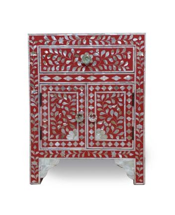Handmade Mother of Pearl Floral Pattern Bedside Furniture