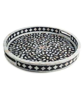 Handmade Mother of Pearl Floral Pattern Serving Tray