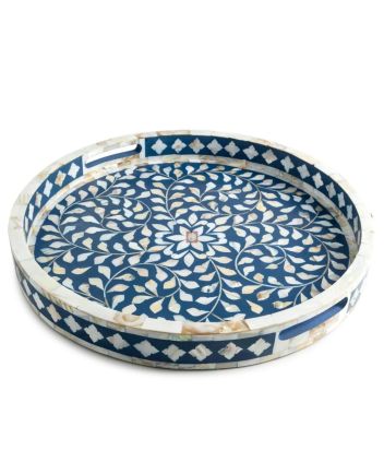 Handmade Mother of Pearl Floral Pattern Serving Tray