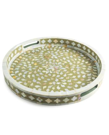 Handmade Mother of Pearl Floral Pattern Serving Tray