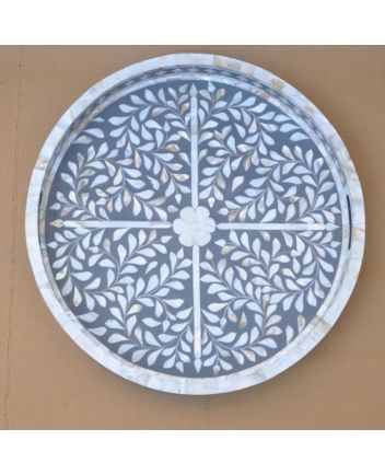 Handmade Mother of Pearl Floral Pattern Serving Tray