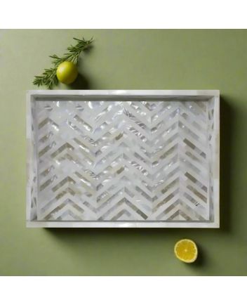 Handmade Mother of Pearl Zig-Zag Pattern Serving Tray