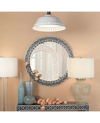 Handmade Mother of Pearl Geometric Pattern Mirror Frame