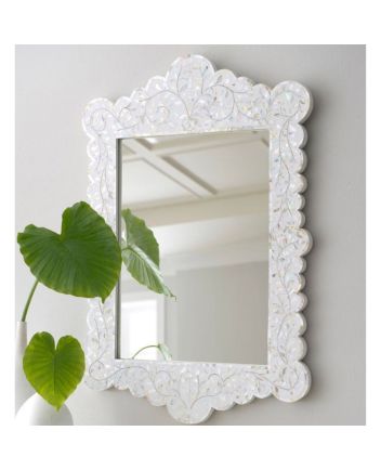 Handmade Mother of Pearl Floral Pattern Mirror Frame