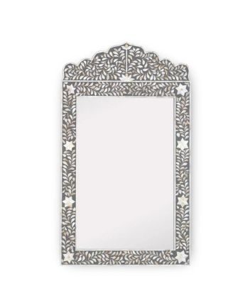 Handmade Mother of Pearl Floral Pattern Mirror Frame