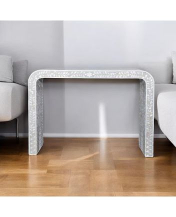 Handmade Mother of Pearl Floral Pattern Console Table