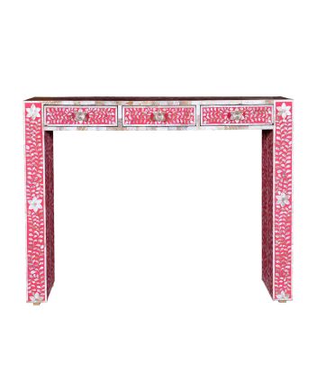 Handmade Mother of Pearl Floral Pattern Console Table