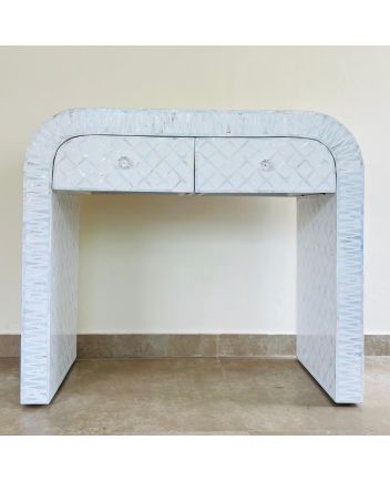 Handmade Mother of Pearl Floral Pattern Console Table