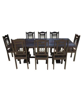 Handmade Rustic Solid Reclaimed Wooden Dining Table and Chair Set