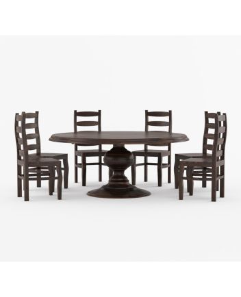 Handmade Rustic Solid Reclaimed Wooden Dining Table and Chair Set