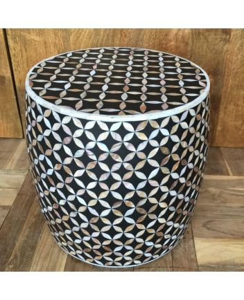 Handmade Mother of Pearl Geometric Pattern End Table