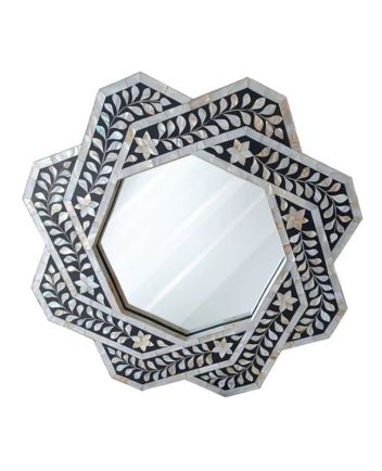 Handmade Mother of Pearl Floral Pattern Mirror Frame