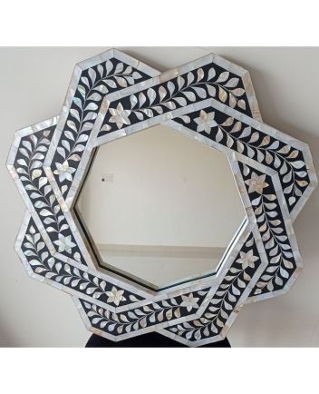 Handmade Mother of Pearl Floral Pattern Mirror Frame